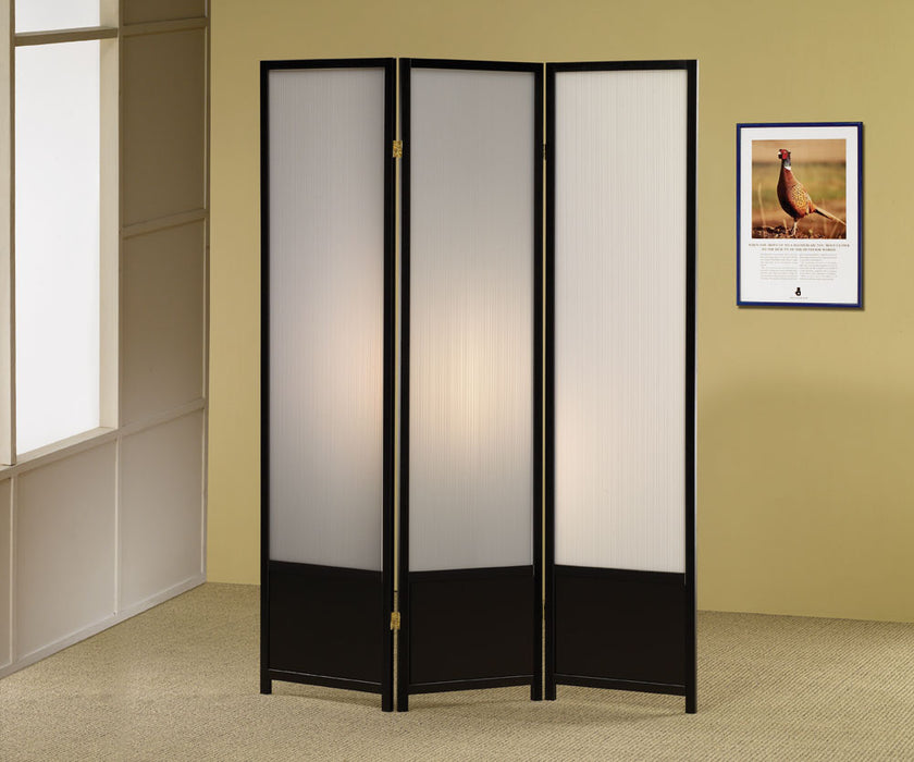 Calix 3-panel Folding Floor Screen Translucent and Black - Tony’s Furniture Store & Linen (GA) - Multi Location