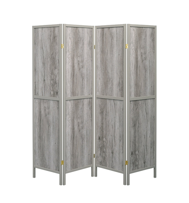 Deepika 4-panel Folding Screen Grey Driftwood - Tony’s Furniture Store & Linen (GA) - Multi Location