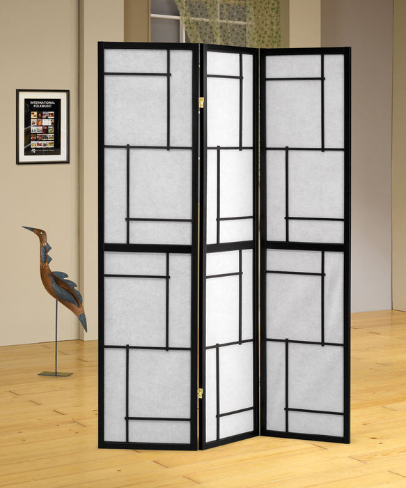 Damis 3-panel Folding Floor Screen Black and White - Tony’s Furniture Store & Linen (GA) - Multi Location