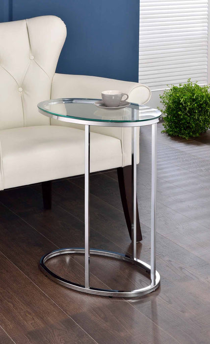 Kyle Oval Snack Table Chrome and Clear - Tony’s Furniture Store & Linen (GA) - Multi Location