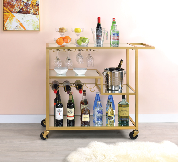 Adamsen Champagne & Mirror Serving Cart - Tony’s Furniture Store & Linen (GA) - Multi Location