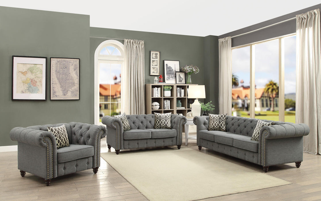Aurelia Gray Linen Sofa w/2 Pillows - Tony’s Furniture Store & Linen (GA) - Multi Location