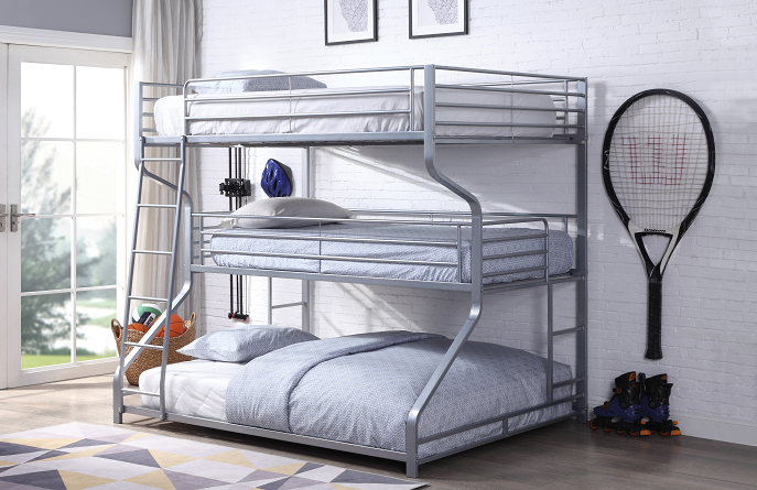 Caius II Silver Bunk Bed (Triple Full/Twin/Queen) - Tony’s Furniture Store & Linen (GA) - Multi Location