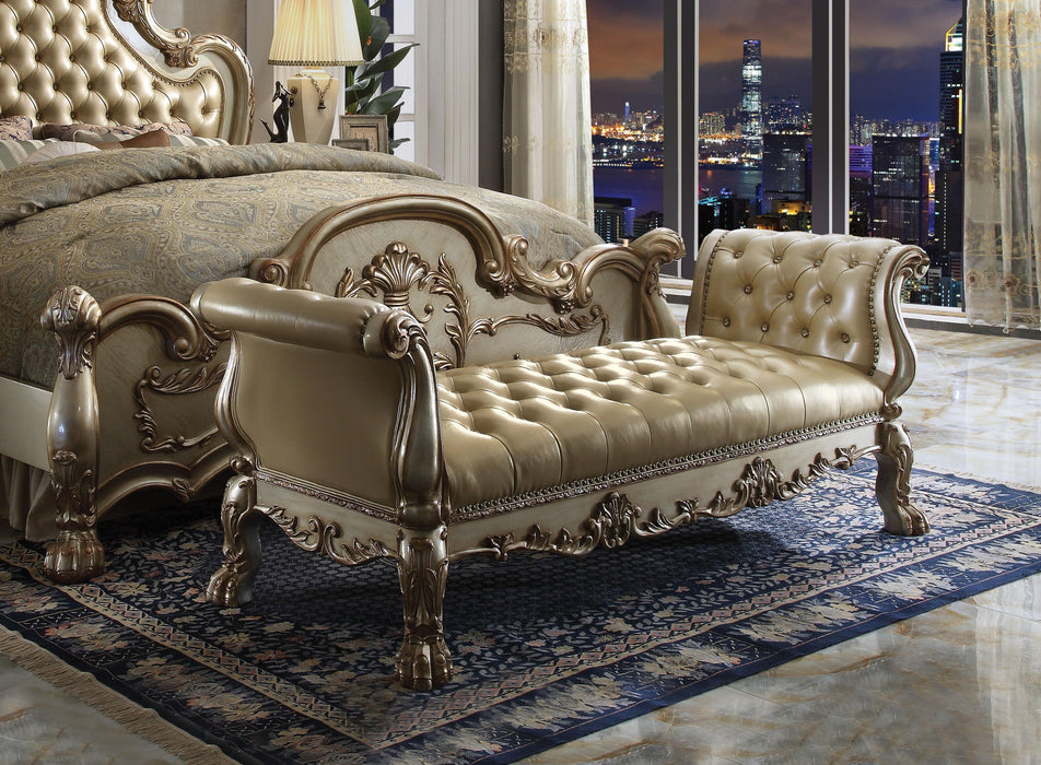 Dresden Bone PU & Gold Patina Bench - Tony’s Furniture Store & Linen (GA) - Multi Location