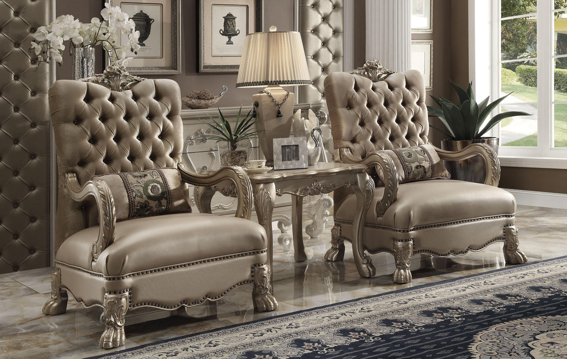 Dresden Bone Velvet & Gold Patina Chair & 1 Pillow - Tony’s Furniture Store & Linen (GA) - Multi Location