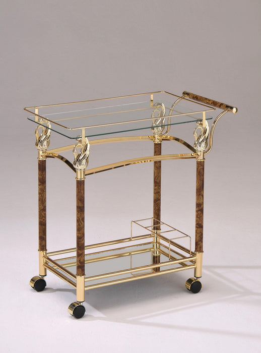 Helmut Gold Plated & Clear Glass - Tempered Serving Cart - Tony’s Furniture Store & Linen (GA) - Multi Location