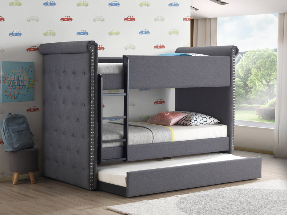 Romana II Gray Fabric Bunk Bed & Trundle (Twin/Twin) - Tony’s Furniture Store & Linen (GA) - Multi Location
