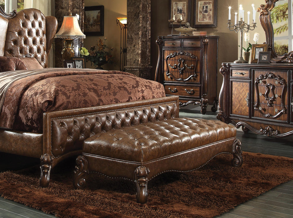 Versailles 2-Tone Light Brown PU & Cherry Oak Bench - Tony’s Furniture Store & Linen (GA) - Multi Location