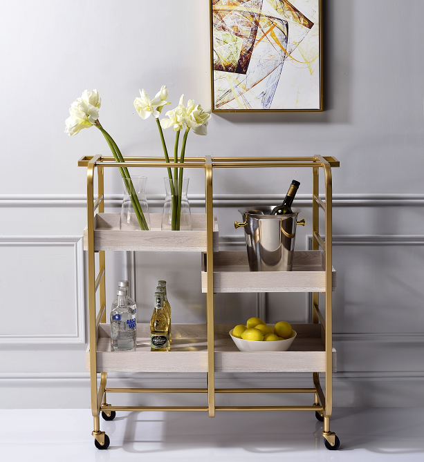 Vorrik Gold & White-Washed Serving Cart - Tony’s Furniture Store & Linen (GA) - Multi Location