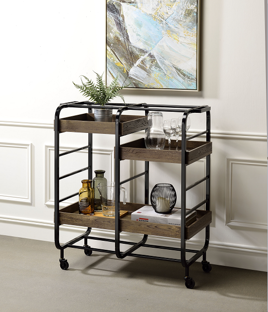 Vorrik Black & Walnut Serving Cart - Tony’s Furniture Store & Linen (GA) - Multi Location