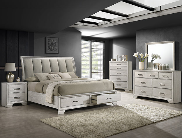 JAYMES Q STORAGE BED HB WHITE MIST - Tony’s Furniture Store & Linen (GA) - Multi Location