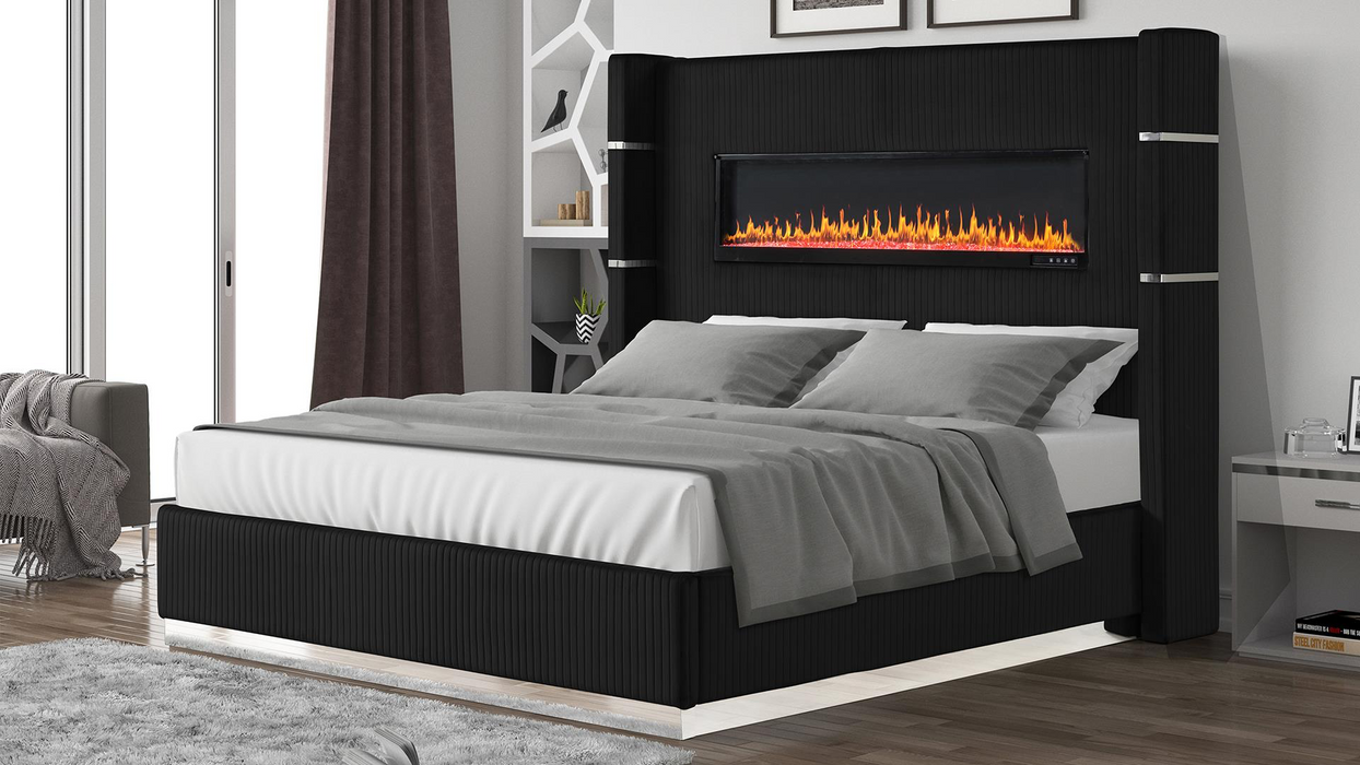 Fireplace Bed W/ Bluetooth Speakers - Tony’s Furniture Store & Linen (GA) - Multi Location