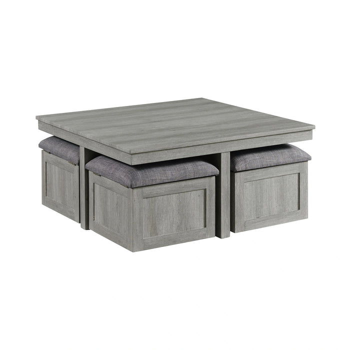 Uster Coffee Table W/Four storage Stools Grey - Tony’s Furniture Store & Linen (GA) - Multi Location