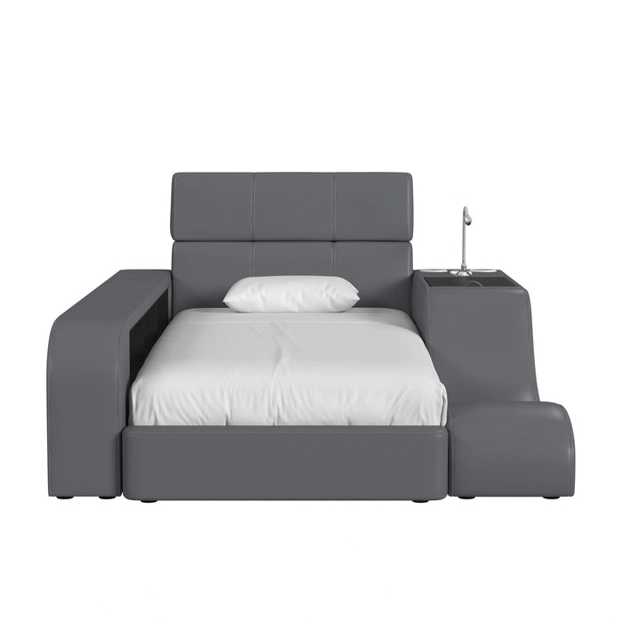 Valari Transformer Bed with Electronic Features in Grey PU - Tony’s Furniture Store & Linen (GA) - Multi Location