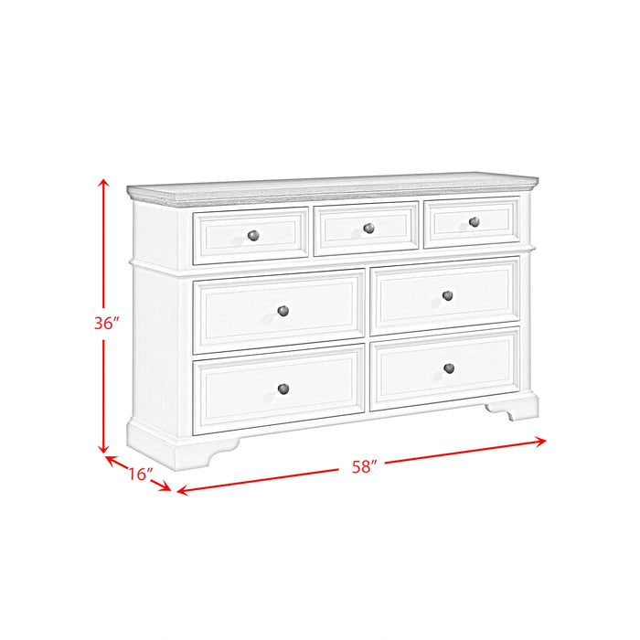 Eastwood Youth 7-Drawer Dresser in Brown and Off-White - Tony’s Furniture Store & Linen (GA) - Multi Location