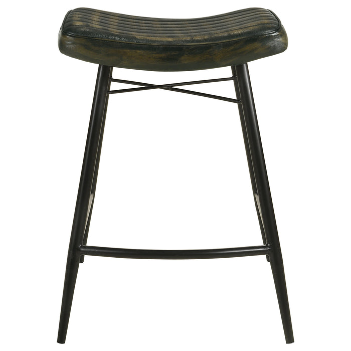 Bayu Leather Upholstered Saddle Seat Backless Counter Height Stool (Set of 2) - Tony’s Furniture Store & Linen (GA) - Multi Location