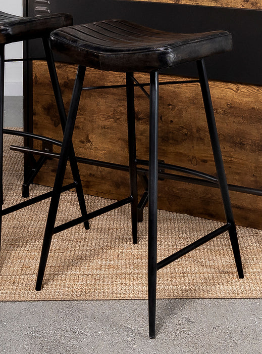 Bayu Leather Upholstered Saddle Seat Backless Bar Stool (Set of 2) - Tony’s Furniture Store & Linen (GA) - Multi Location