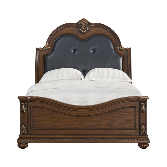 Cadenza UPH Bed with Black PU in Brown - Tony’s Furniture Store & Linen (GA) - Multi Location