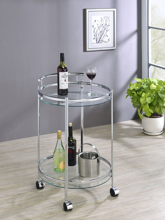 Chrissy 2-tier Round Glass Bar Cart - Tony’s Furniture Store & Linen (GA) - Multi Location