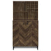 Mendoza 2-door Wine Cabinet Rustic Oak Herringbone and Gunmetal - Tony’s Furniture Store & Linen (GA) - Multi Location