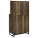 Mendoza 2-door Wine Cabinet Rustic Oak Herringbone and Gunmetal - Tony’s Furniture Store & Linen (GA) - Multi Location