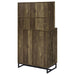 Mendoza 2-door Wine Cabinet Rustic Oak Herringbone and Gunmetal - Tony’s Furniture Store & Linen (GA) - Multi Location