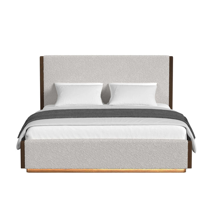 Brisbane UPH Bed with Boucle Beige and LED in Brown - Tony’s Furniture Store & Linen (GA) - Multi Location