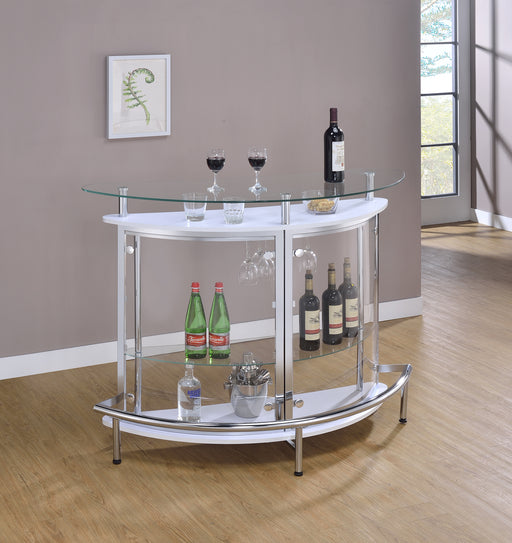 Amarillo 2-tier Bar Unit White and Chrome - Tony’s Furniture Store & Linen (GA) - Multi Location