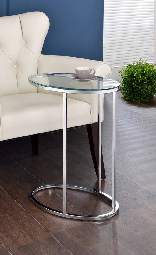 Kyle Oval Snack Table Chrome and Clear - Tony’s Furniture Store & Linen (GA) - Multi Location