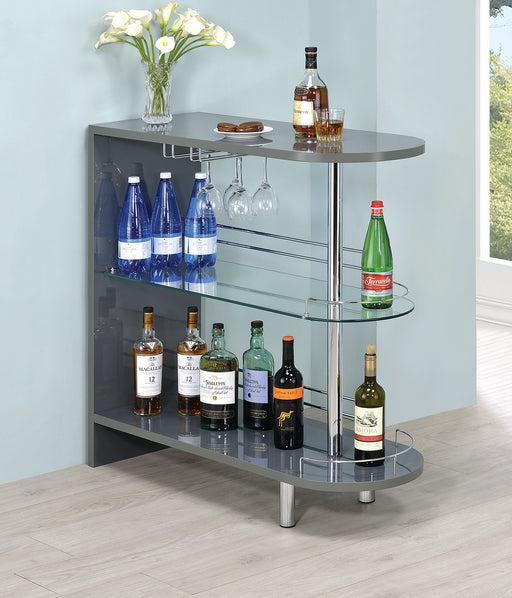 Adolfo 3-tier Bar Table Glossy Grey and Clear - Tony’s Furniture Store & Linen (GA) - Multi Location