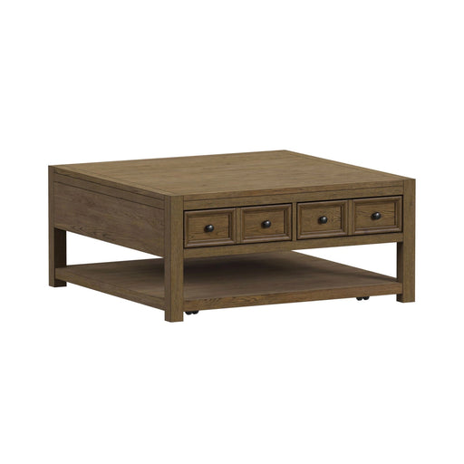 Heritage & Home Square Coffee Table with Casters in Oak Brown - Tony’s Furniture Store & Linen (GA) - Multi Location