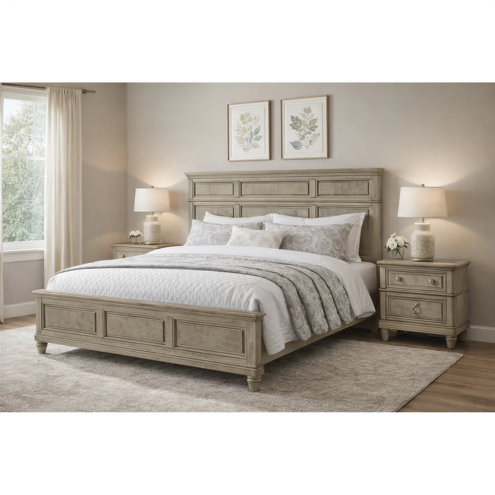 Whit-Ash Bedroom Set with 2 Nightstands in Light Grey - Tony’s Furniture Store & Linen (GA) - Multi Location