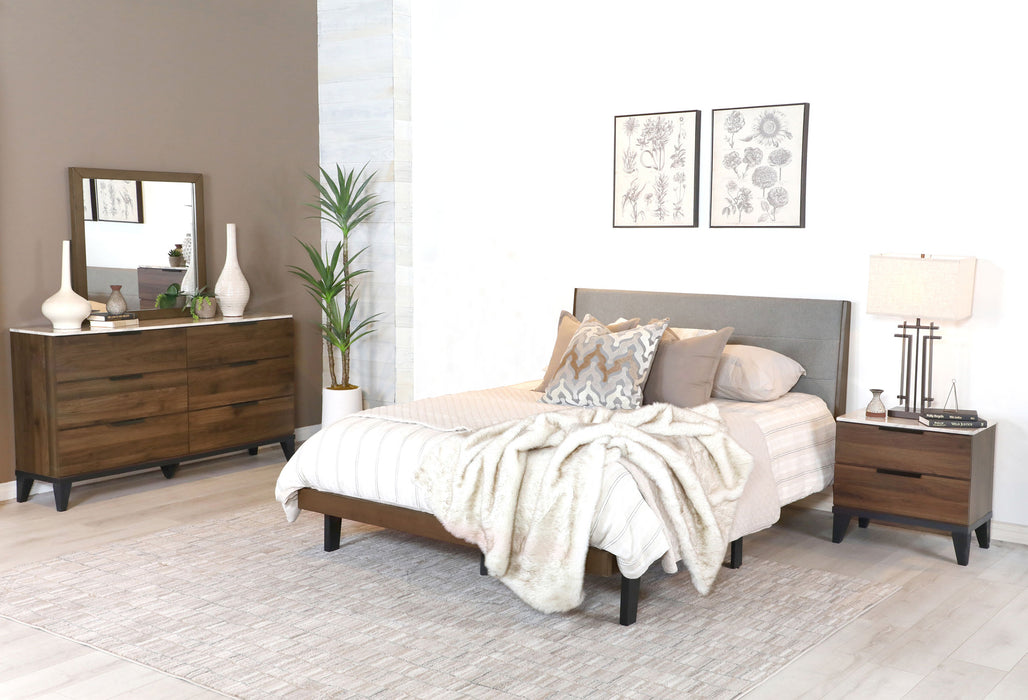 Mays Upholstered Bedroom Set Walnut Brown and Grey - Tony’s Furniture Store & Linen (GA) - Multi Location
