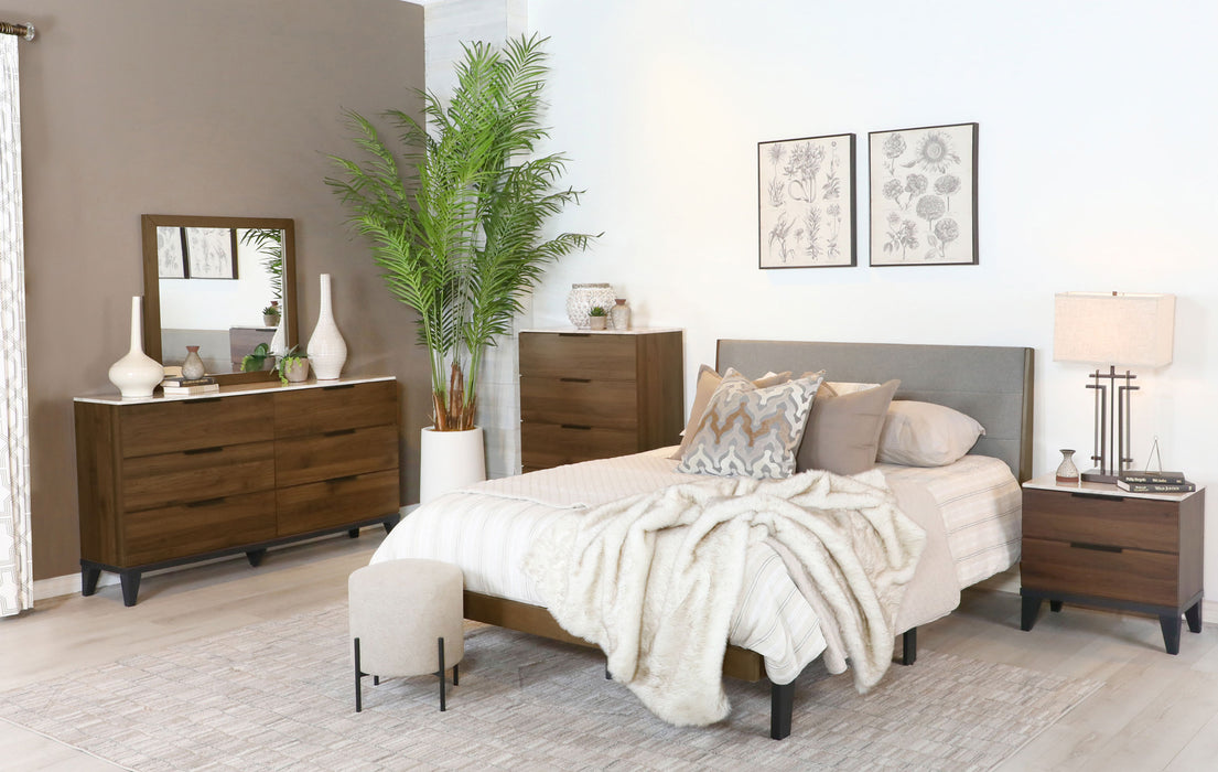 Mays Upholstered Bedroom Set Walnut Brown and Grey - Tony’s Furniture Store & Linen (GA) - Multi Location