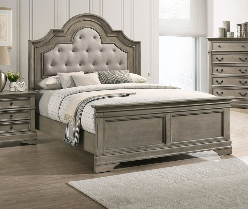 Manchester Bed with Upholstered Arched Headboard Beige and Wheat - Tony’s Furniture Store & Linen (GA) - Multi Location