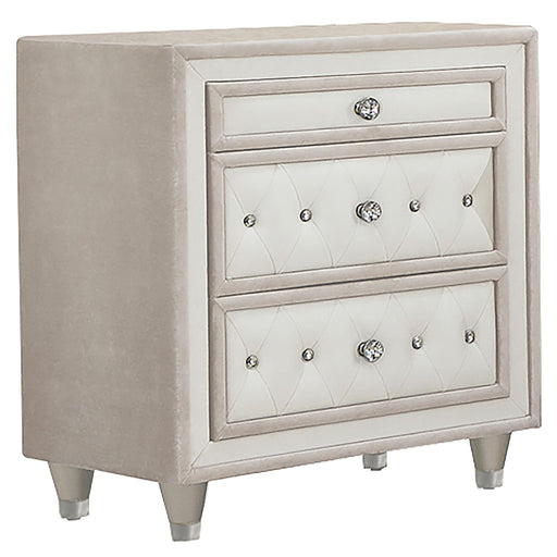 Antonella 3-drawer Upholstered Nightstand Ivory and Camel - Tony’s Furniture Store & Linen (GA) - Multi Location