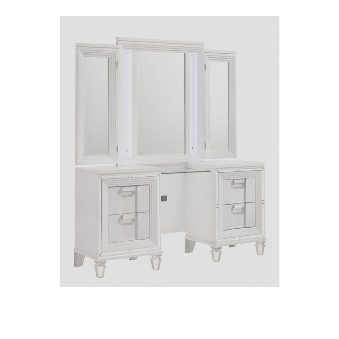 Twenty Nine Dressing Set w/LED & USB Plug in White with Stool - Tony’s Furniture Store & Linen (GA) - Multi Location