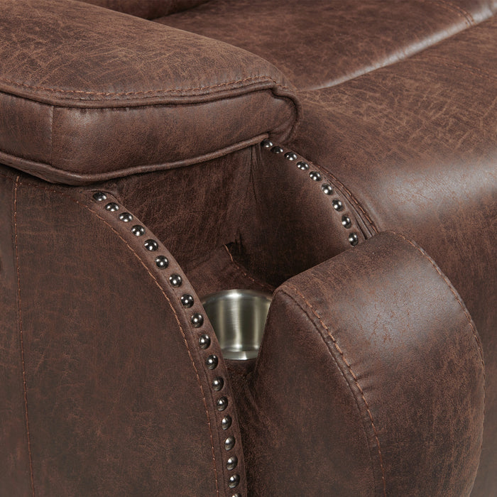 Atlantis Power Motion Sofa with Power Motion Head Recliner in Heritage Brown - Tony’s Furniture Store & Linen (GA) - Multi Location