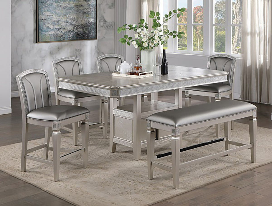 Crown Mark Furniture Klina Counter Height Chair in Silver (Set of 2)