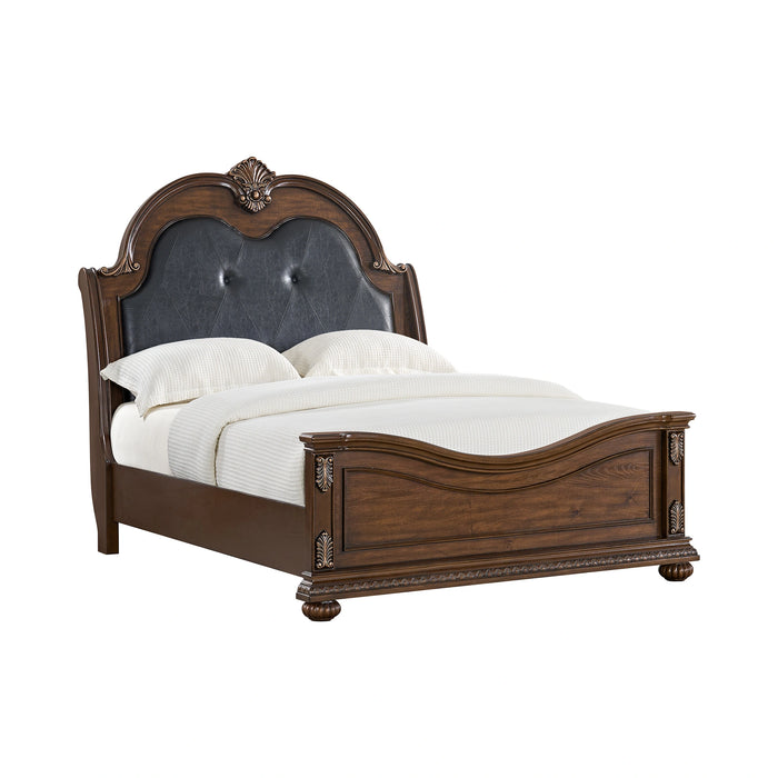 Cadenza UPH Bedroom Set with Black PU in Brown - Tony’s Furniture Store & Linen (GA) - Multi Location