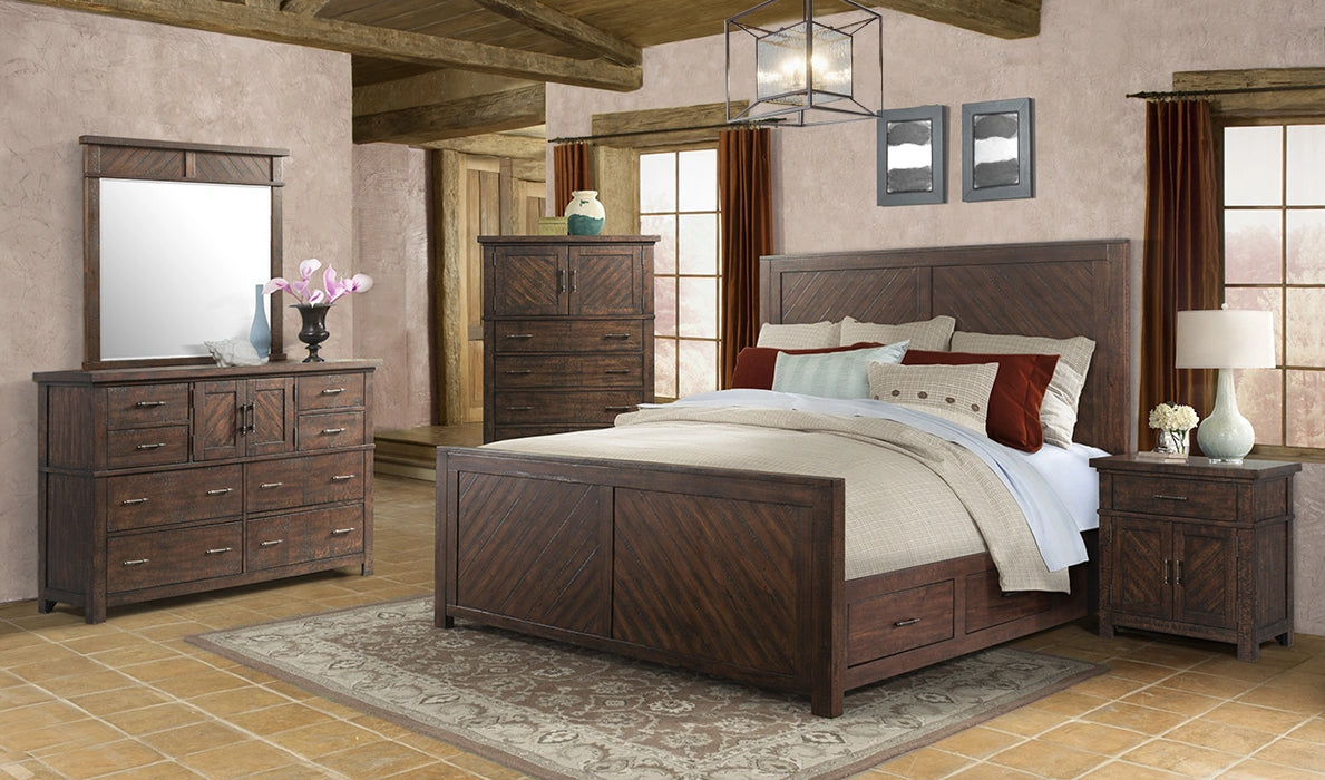 Jax Platform Storage Bedroom Set in Cherry - Tony’s Furniture Store & Linen (GA) - Multi Location