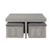 Uster Coffee Table W/Four storage Stools Grey - Tony’s Furniture Store & Linen (GA) - Multi Location