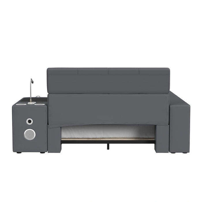 Valari Transformer Bed with Electronic Features in Grey PU - Tony’s Furniture Store & Linen (GA) - Multi Location