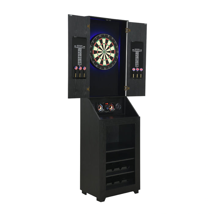 Hurricanes Dartboard Cabinet with Speaker and LED in Black (3A Packing)