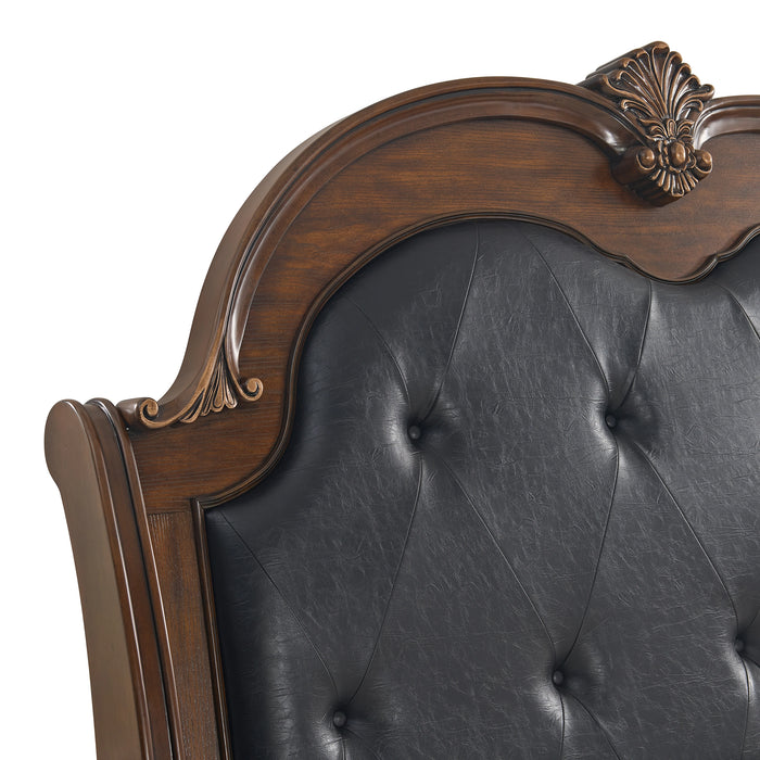 Cadenza UPH Bed with Black PU in Brown - Tony’s Furniture Store & Linen (GA) - Multi Location