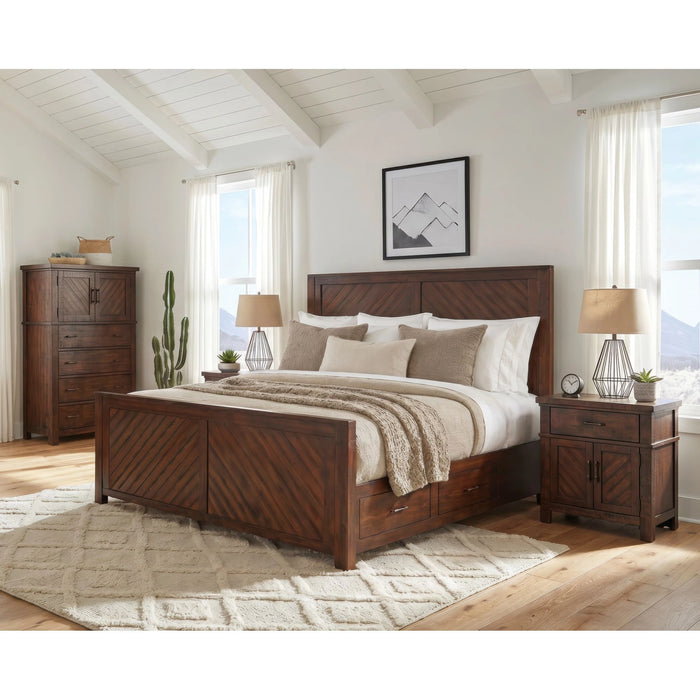 Jax Platform Storage Bedroom Set in Cherry - Tony’s Furniture Store & Linen (GA) - Multi Location
