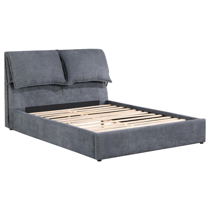 Laurel Upholstered Platform Bed with Pillow Headboard Charcoal Grey - Tony’s Furniture Store & Linen (GA) - Multi Location