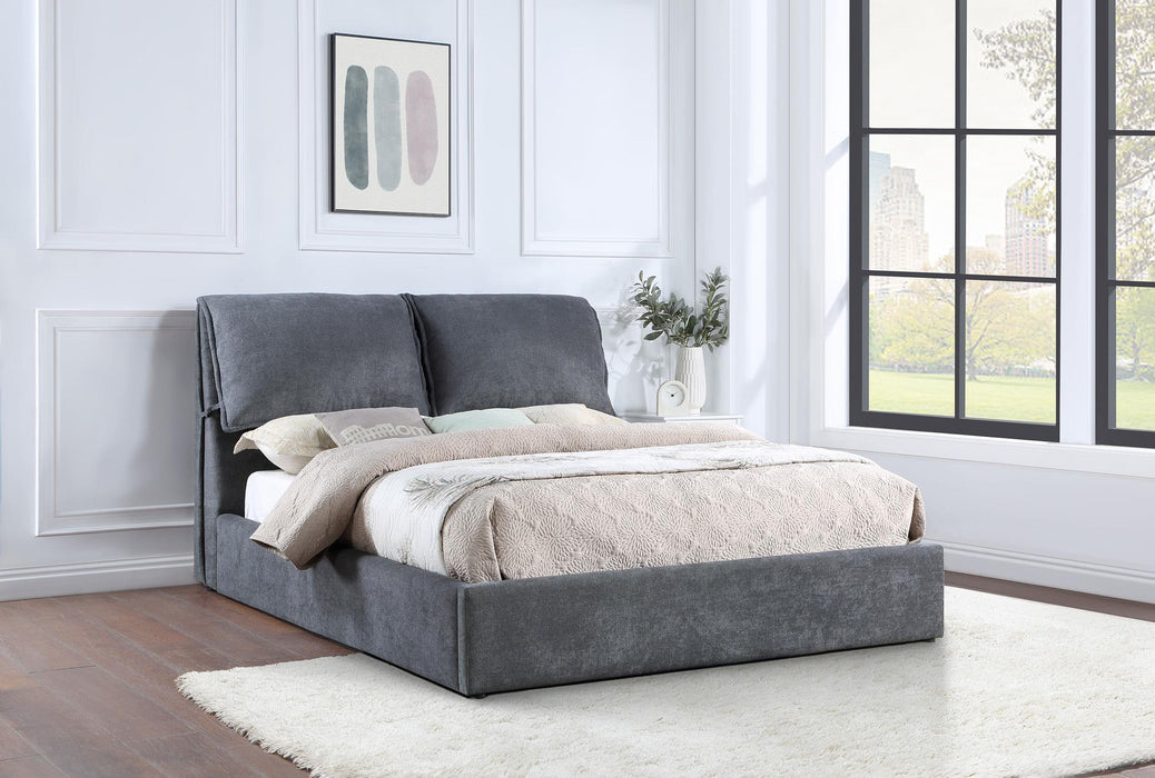 Laurel Upholstered Platform Bed with Pillow Headboard Charcoal Grey - Tony’s Furniture Store & Linen (GA) - Multi Location