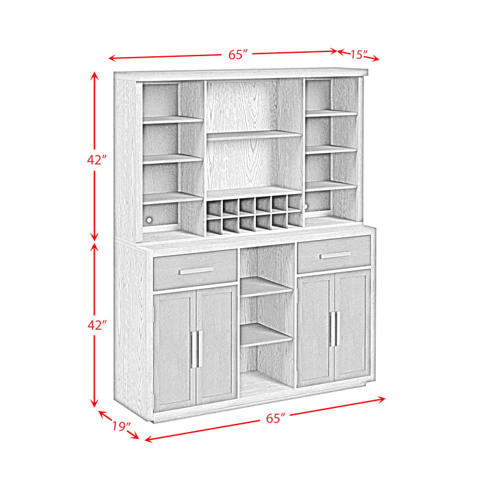 Jemma Buffet and Hutch with Light in Grey and Dark Espresso - Tony’s Furniture Store & Linen (GA) - Multi Location