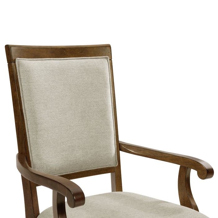 Phillipe Dining Arm Chair with Grey Fabric in Cherry (2 Per Carton)